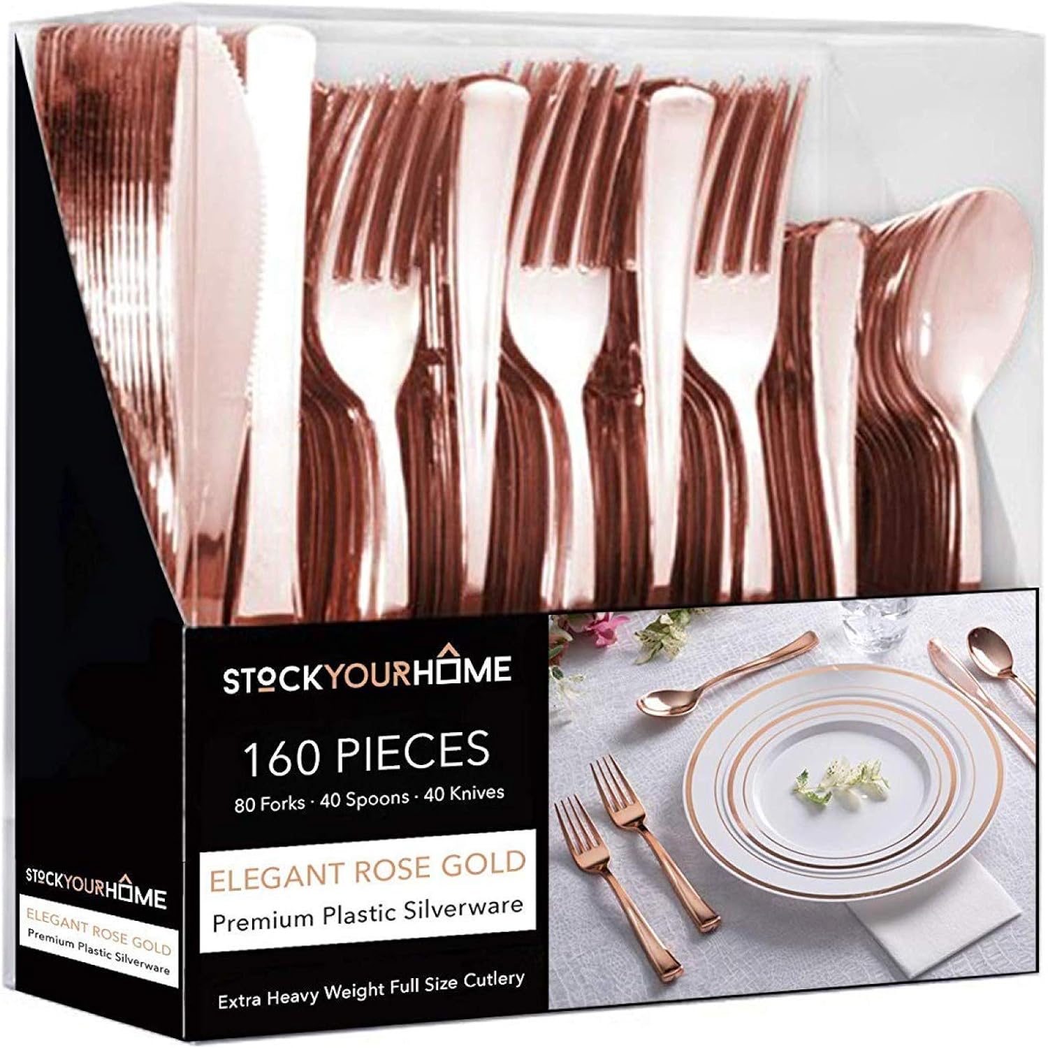 Gold Plastic Silverware Set, Disposable Cutlery Utensils, Flatware, Disposable Dinnerware -Pack of 160 Gold Plastic Silverware Set, Disposable Cutlery Utensils, Flatware, Disposable Dinnerware -Pack of 160